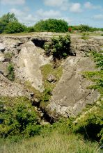 Above the “Hochdruckpumpe” site: giant bomb crater torn by a 6-ton “Tallboy” bomb